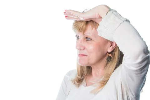 Look focused to a distant spot Stock Photos