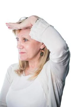 Look focused to a distant spot Stock Photos