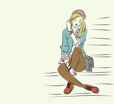 Look girl vector background Stock Illustration