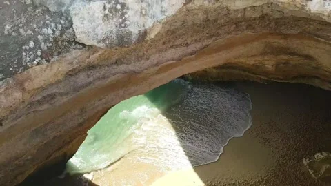 Look in the Hole of Benagil cave Stock Footage 159854302
