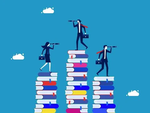 Look for information or knowledge opportunities. business team looked at the  Illustrazione stock