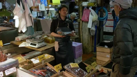 A Look Inside The Biggest Fish Market In Tokyo, Japan Stock Footage 158994666