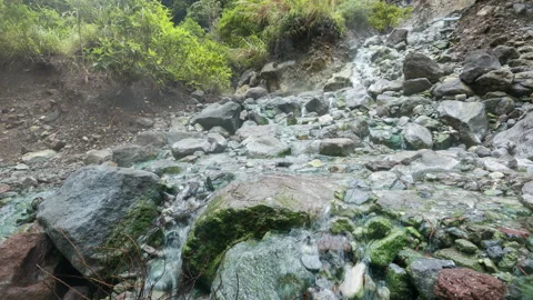 Look inside colorful source of geothermal water on the territory of Geysir Video stock 114238696