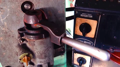 A look inside control cabin of diesel electric locomotive EMD G16. Stock Footage 237477807