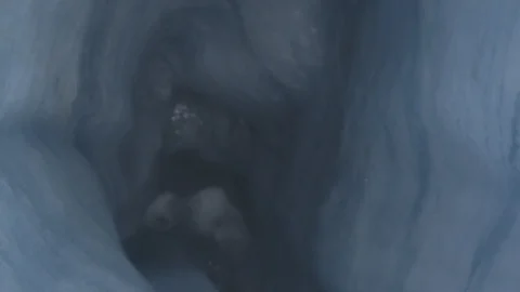 Look Inside Deep Glacier Moulin Wrangell St. Elias Alaska Stock Footage 121540083