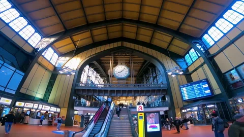 A look inside main train station in downtown in Hamburg, Germany. Stock Footage 241529258