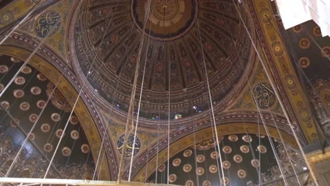 A Look Inside The Mosque Of Mohamed Ali At The Citadel In Cairo, Egypt Stock Footage 157960892