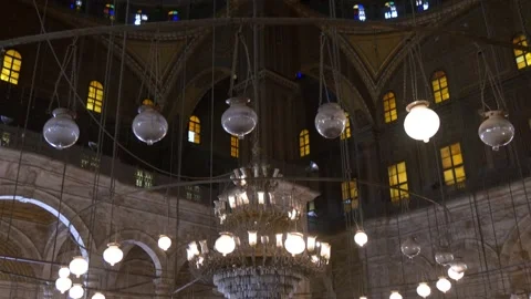 A Look Inside The Mosque Of Mohamed Ali At The Citadel In Cairo, Egypt Stock Footage 157963938