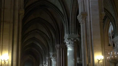 A Look Inside The Notre Dame Cathedral In Paris, France Stock Footage 158679251