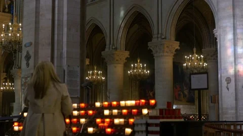 A Look Inside The Notre Dame Cathedral In Paris, France Stock Footage 158680966