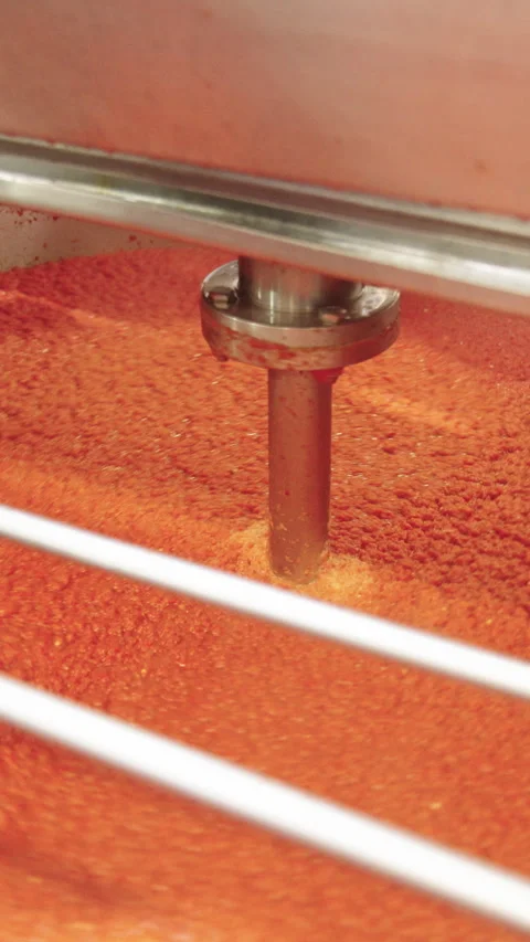 Look inside a sauce container with hot tomato sauce in a production facility Stock Footage 320290264