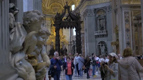 A Look Inside St. Peter's Basilica in Vatican City, Italy Stock Footage 155083584