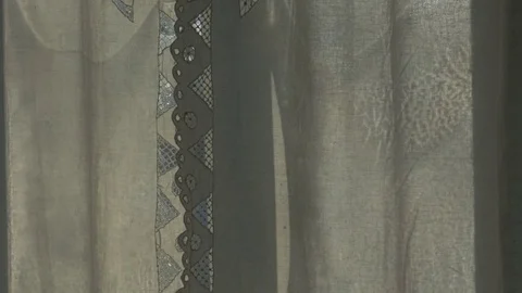 A look inside the window in the house, the Windows are open, and the snow on the Stock-Footage 71616005