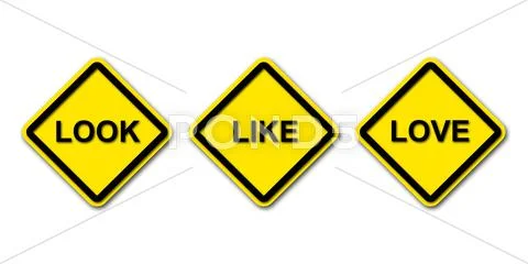 Look, like, love sign on white background Stock Illustration