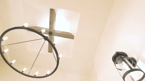 Look Up at Main Light Fixture Spin Entryway Stock Footage 244178867