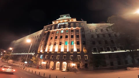 A look to the main post building during night time in Belgrade. Stock Footage 165238185