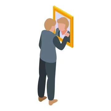 Look in mirror icon isometric vector. Ego narcissism Stock Illustration