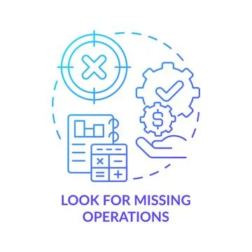 Look for missing operations blue gradient concept icon イラスト素材