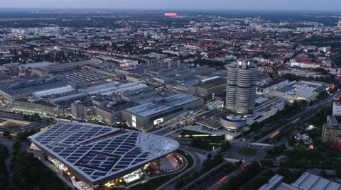 Look at munich and the bmw headquarters Stock Footage 40409072