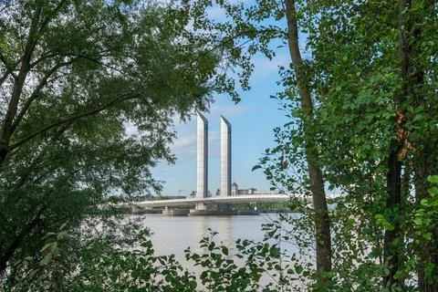 A look at the newly built Pont Jacques Chaban Delmas , Bordeaux. Stock Photos