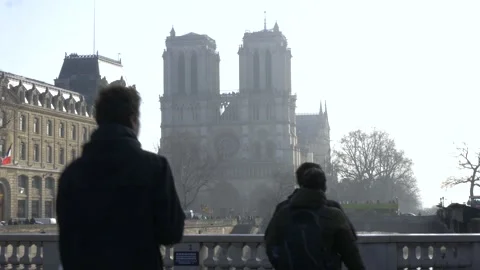 A Look At The Notre Dame Cathedral In Paris, France Stock Footage 158674310
