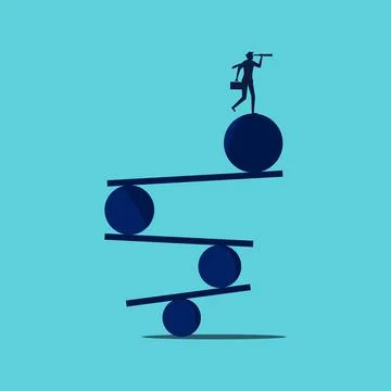 Look for opportunities based on risks. silhouette of a man looking through a  Illustrazione stock