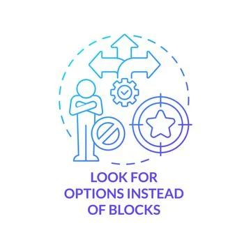 Look for options instead of blocks blue gradient concept icon Stock Illustration