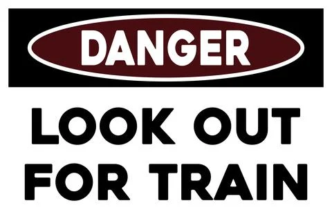 Look out for train warning sign Stock Illustration