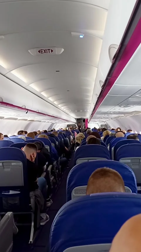 A look into passenger cabin during flight. Stock Footage 247081416