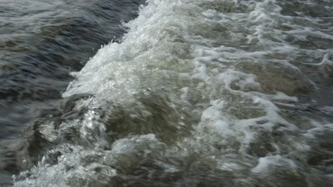 A look at the rapid flow of a clear river on a sunny summer day. Close-up of Stock-Footage 149444800