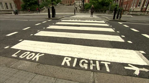 Look Right crosswalk and Royal Albert Hall Stock Footage 36670404