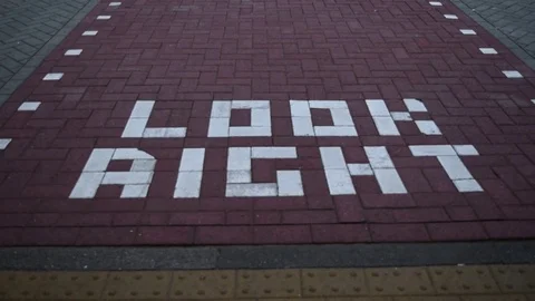 Look Right Floor Sign Video stock 79321892