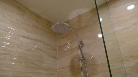 The look of the shower room in the bathroom Stock Footage 73431857