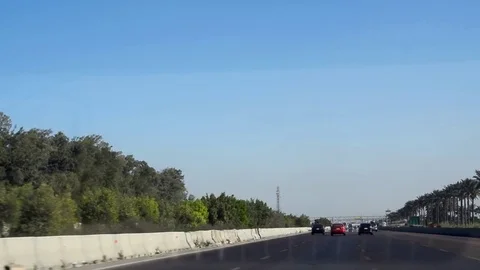 Look Through Front Window Of Driving Car Through a high way road Video stock 80010788