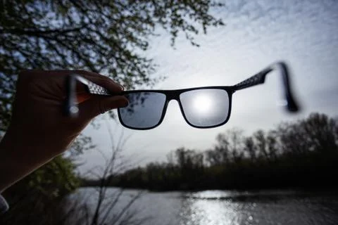 Look through the glasses in the sun Stock Photos