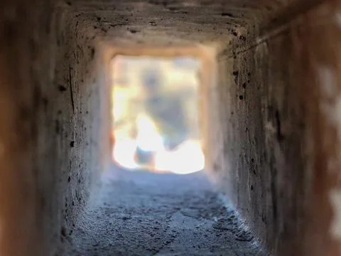 Look through the inside of rectangle brick hole Stock Photos