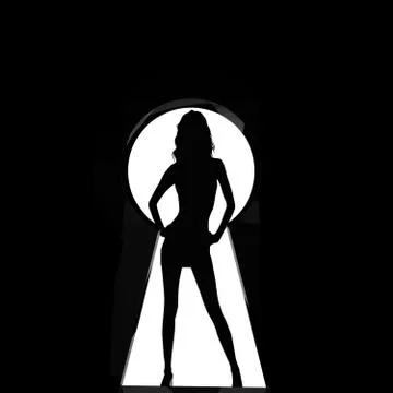 Look through the keyhole Stock Illustration