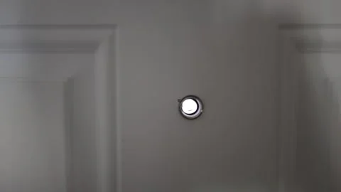 Look through the peephole door Stock Footage 310859546