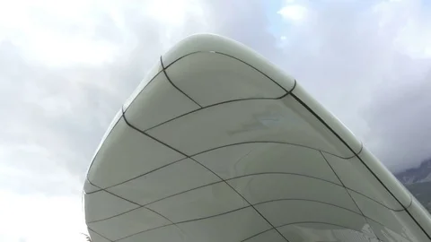 Look up through the structure of the railway cable station from Zaha Hadid Stock Footage 81931194