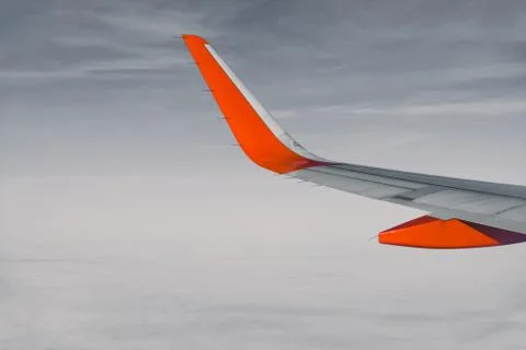 Look through window aircraft during flight Stock Photos