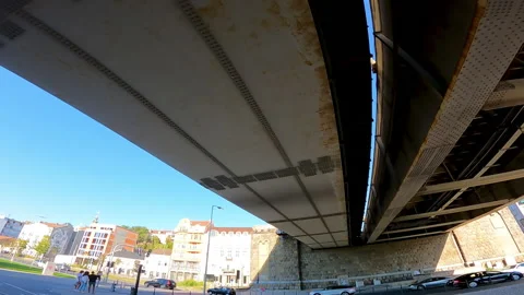 A look under Brankos bridge during sunny day in Belgrade. Stock Footage 161126815