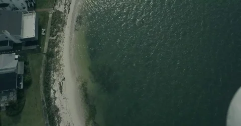 Lookdown along shoreline from drone. Stock Footage 75020677