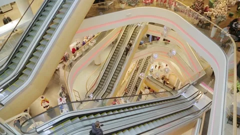 Lookdown view in shoping mall Stock Footage 145031009