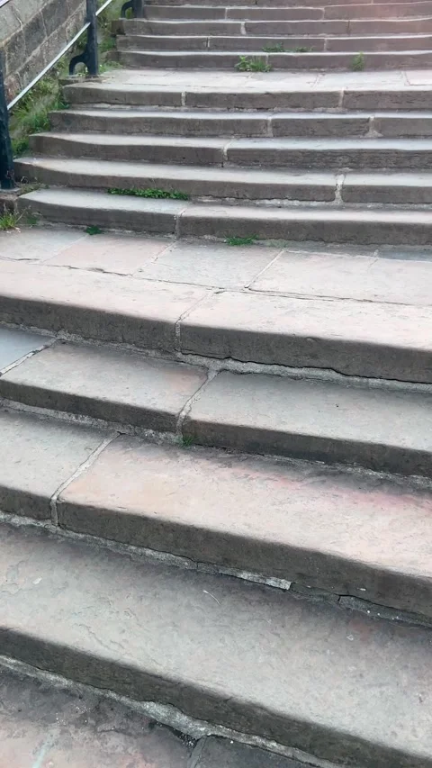 Looking up the 199 steps to the Abbey Whitby Yorkshire England Stock Footage 219940957
