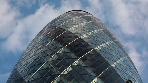 Looking up at '30 St Mary Axe' commonly known as 'The Gherkin' Stock Footage 134251707
