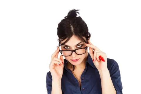 Looking above glasses Stock Photos
