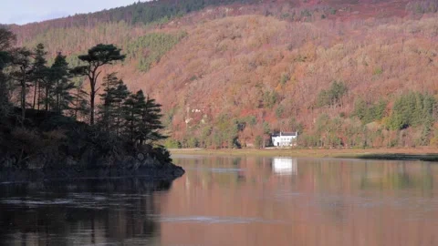 Looking across the Afon Mawddach, in early winter light. North Wales, UK Video stock 293097376