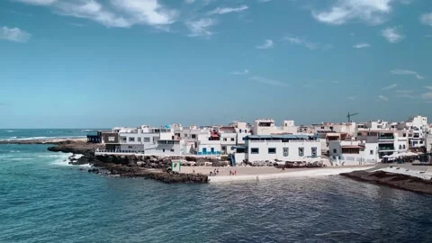 Looking across to El Cotillo old town, Fuerteventura. Video stock 312565653