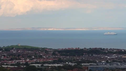 Looking across Folkestone and over to France Stock Footage 248011570