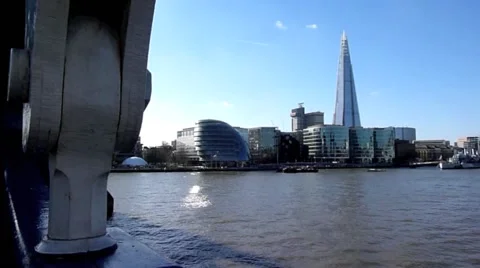 Looking across the River Thames from Tower Bridge in London United Kingdom Video stock 47210561